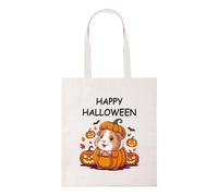 Taylor Brown Guinea pig halloween pumpkin, cute animal novelty silly humerous cute spooky autumnal tote bag cotton shopper shopping bags reusable