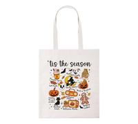 Taylor Brown Halloween season, spooky autumn novelty witch pumpkin skeleton ghost bat cute cool fun tote bag cotton shopper shopping bags reusable