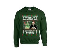 Taylor Brown Happy birthday Jesus sorry your party is lame michael scott meme Unisex Funny Adults Sweatshirt Jumper Forest Green