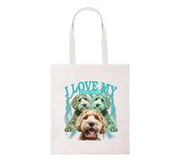 Taylor Brown I love my doodle, 90s vintage bootleg, dog pet cavapoo maltipoo tote bag cotton shopper shopping reusable bags