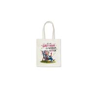 Taylor Brown It's not grey hair it's widsom tote bag reusable cotton shopper bags, old lady joke pun novelty meme humerous fun silly rude