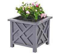 Taylor & Brown Lattice Design Planter Box | 14.5-Inch | Square Decorative Outdoor Flower or Plant Pot Container | Polypropylene | Front Porch, Patio, and Garden Decor (1, Grey)