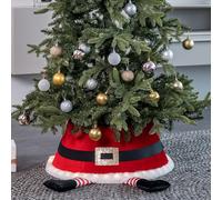 Taylor & Brown LED Santa Christmas Tree Skirt Santa's Belt Design Red Festive Stand Base Xmas Tree Collar Basket Cover Decoration Tidy Home Décor 56 x 25cm