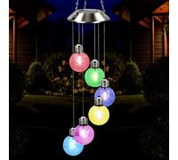 Taylor & Brown LED Solar Wind Chimes Light Outdoor Colour Changing Wind Chime Waterproof Mobile Garden Lamp Home Yard Patio Romantic Decorative Hanging Crackle Glass Ball Lights