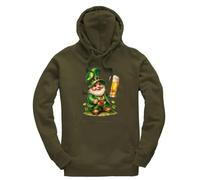 Taylor Brown Leprechaun & Beer st patrick's day, irish drinking drink meme novelty Jumper Unisex Funny Adults Hoodie Jumper Military Green