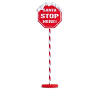 Taylor & Brown Light Up Santa Stop Here Sign, Outdoor Christmas Yard Path Stake Decorations, Flashing Multi Coloured LED, 8 Lighting Modes, Battery Operated with Timer (102cm)