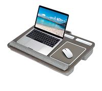 Taylor & Brown Lightweight Portable Lap Desk Laptop Tray with Pillow Cushion, Anti-Slip Strip with Built-in Mouse Pad/Wrist Rest/Phone Tablet Slot, Fits up to 17 Inch Laptop For Sofa and Bed (Grey)