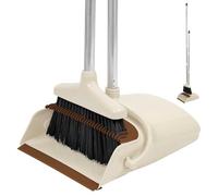 Taylor & Brown Long Handled Dustpan and Brush, Broom and Dustpan Set, Household Dust pan Combo with 130cm Handle for Indoor Outdoor Household Cleaning and Sweeping (Beige)