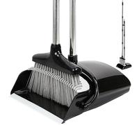 Taylor & Brown Long Handled Dustpan and Brush, Broom and Dustpan Set, Household Dust pan Combo with 130cm Handle for Indoor Outdoor Household Cleaning and Sweeping (Black/Grey)