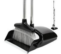 Taylor & Brown Long Handled Dustpan And Brush Set, 130Cm Handle, Indoor/outdoor Cleaning, Sweeping Broom Combo (Black/grey)