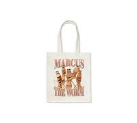 Taylor Brown Marcus the meme worm, novelty silly weird brainrot viral trend iconic humerous tote bag cotton shoper shopping bags reusable