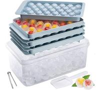 TAYLOR & BROWN Mini Ice Cube Tray Balls, 99pcs Round Ice Ball Maker Mould for Freezer, Sphere Circle Ice Chilling Cocktail Whiskey Tea Coffee 3 Trays, Ice Container, Scoop and Tong (Blue)