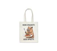 Taylor Brown More spaghetti less upsetti Capybara meme novelty humerous silly animal weird tote bag cotton shopper shopping bags reusable