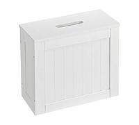 Taylor & Brown Multi-Purpose Wooden Bathroom Storage Unit, Laundry Hamper Toilet Cleaning Tidy Box Unit Cupboard (White)