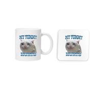 Taylor Brown My Tummy Hurts cat Meme Cats Novelty Humour Comedy Viral Fun Mug and Coaster Drinking Set Tea and Coffee Set Cute Mug and Coaster Aesthetic Fun Funny Pretty