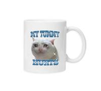 Taylor Brown My Tummy Hurts cat Meme Cats Novelty Humour Comedy Viral Fun Mug Drinking Cup Tea and Coffee Cups Cute Mug Aesthetic Fun Funny Pretty