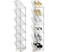 Taylor & Brown Narrow Clear Shoe Rack, 6 Tier for Closet Entryway Tall Slim Vertical Sloping Slanted Shoe Rack for Small Spaces Closet Cabinet Shoe Organiser Space Saving Shelf Shoe Tower