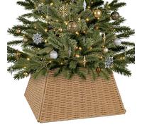 Taylor & Brown Natural Wicker Christmas Xmas Tree Skirt Stand Base 48x48cm Rustic Rattan Base Folding Collar Basket with Durable Metal Frame Fits Tree Stands Up to 1.5m-2.1m