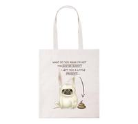 Taylor Brown Not the easter bunny, pug dog novelty silly humerous pun joke happy easter spring tote bag cotton shopper shopping bags reusable