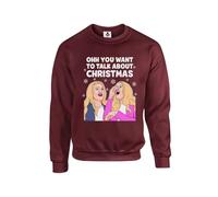 Taylor Brown Oh you want to talk about christmas, meme novelty iconic icon xmas festive joke humour fun Unisex Funny Adults Sweatshirt Jumper Maroon
