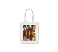 Taylor Brown One million beers, drink meme humerous bar pub funny joke british joke tote bag reusable cotton shopper shopping bags