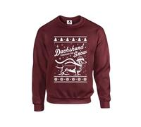 Taylor Brown Original design, Dachshund through the snow Unisex Funny Adults Sweatshirt Jumper Maroon