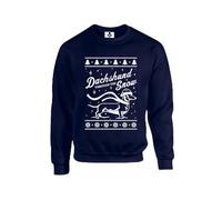 Taylor Brown Original design, Dachshund through the snow Unisex Funny Adults Sweatshirt Jumper Navy