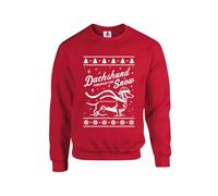 Taylor Brown Original design, Dachshund through the snow Unisex Funny Adults Sweatshirt Jumper Red