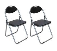 Taylor & Brown Pack of 2 Black Padded Folding Chair Back Rest Easy Store for Home, Dining, Office, Computer Desk Chairs, Seating Events - Size 44cm x 45cm x 78cm