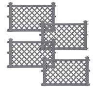 Taylor & Brown Pack of 4 Plastic Fence Panels Garden Path Lawn Edging Flower Plant Border Landscape Decorative Versatile Panels, 4 Panels, Total Length 240cm, Grey