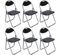 Taylor & Brown Pack of 6 Black Padded Folding Chair Back Rest Easy Store for Home, Dining, Office, Computer Desk Chairs, Seating Events - Size 44cm x 45cm x 78cm