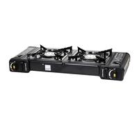 Taylor & Brown Black Portable Dual Burner Camping Stove | EN417 Compliant Premium Camping Stove Gas Portable | with Automatic Ignition & Heat Control