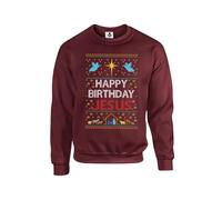 Taylor Brown Retro classic ugly happy birthday jesus merry christmas xmas rude silly fun novelty Unisex Funny Adults Sweatshirt Jumper Maroon
