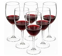 Taylor & Brown Reusable 6 Pack Clear Plastic Wine Glasses with Stem - 280ml Red and White Wine Transparent Unbreakable Glasses Drinking Drinks Cups Durable