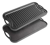 Taylor & Brown Reversible Cast Iron Griddle Pan | Pre-Seasoned Non-Stick BBQ Griddle Grill with Handles | Suitable for Oven Safe, Induction, Gas Hob | Cooking, Flat & Ridged Surfaces | All Hob Types