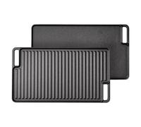 Taylor & Brown Reversible Cast Iron Griddle Pan | Pre-Seasoned Non-Stick BBQ Griddle Grill with Integrated Handles | Suitable for Oven Safe, Induction, Gas Hob | Cooking, Flat & Ridged Surfaces