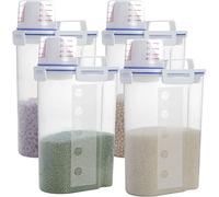 Taylor & Brown Rice Airtight Dry Food Storage Container Set of 4, Rice Bin Cereal Containers Dispenser, Thicken Plastic Clear Food Storage Box with Pouring Spout, Measuring Cup for Grain, Flour Snacks