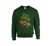 Taylor Brown Roaring around the christmas tree t-rex meme novelty xmas festive comedy joke humour Unisex Funny Adults Sweatshirt Jumper Forest Green