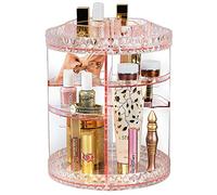 Taylor & Brown® Rotating Makeup Organizer, 360° Rotating Crystal Adjustable Carousel Storage for Cosmetics, Toiletries, and More - Great for Vanity, Bathroom, Bedroom, Closet, Kitchen (Pink)