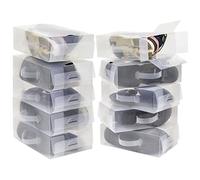 Taylor & Brown Set of 10 Clear Corrugated Plastic Shoe Storage Boxes with Handle 18x30x9.5cm - Stackable and Foldable for Ladies Men - Transparent Shoe Organiser