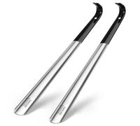 Taylor & Brown Set of 2 Shoe Horns Long Handled 42cm Metal Shoehorn for Boots - Men, Women, The Elderly and Disabled Flexible Extra Long Shoe Horn, Silver