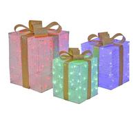 Taylor & Brown Set of 3 Giant Light Up Boxes - Festive Indoor Xmas Decorations Parcel Lights with 200 LED's, Transparent Plastic, Mains Powered