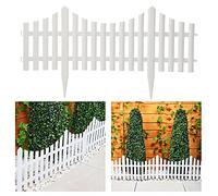 Taylor & Brown Set of 4 Decorative White Picket Garden Fencing Wooden Effect Plastic Edging Lawn Plant Border Flowerbed Patio Driveway | Covers a 2.4m Long Edging
