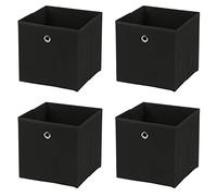 Taylor & Brown Set of 4 Large Foldable Square Storage Cubes, Fabric Organiser Canvas Cube Boxes Collapsible for Home, Bedroom, Nursery Office, Playroom Toys, 30x30x30cm (Black)