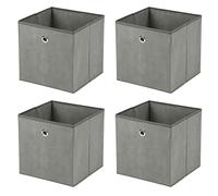 Taylor & Brown Set of 4 Large Foldable Square Storage Cubes, Fabric Organiser Canvas Cube Boxes Collapsible for Home, Bedroom, Nursery Office, Playroom Toys, 30x30x30cm (Grey)