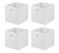 Taylor & Brown Set of 4 Large Foldable Square Storage Cubes, Fabric Organiser Canvas Cube Boxes Collapsible for Home, Bedroom, Nursery Office, Playroom Toys, 30x30x30cm (White)
