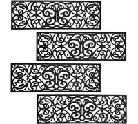 Taylor & Brown Set of 4 Wrought Iron Effect Heavy Duty Rubber Stair Treads Non Slip Anti Trip Step Outdoor or Indoor Door Mat for Patio Entryway Garden Grass Stairway