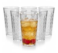 Taylor & Brown Set of 6 Clear Hi Ball Plastic Acrylic Drink Tumblers with Bubble Texture - Stackable Glasses for Picnics, BBQ’s, Poolside, Camping, Children’s Parties or Just Everyday Use