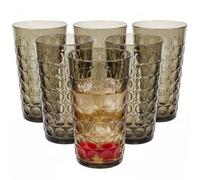 Taylor & Brown Set of 6 Grey Hi Ball Plastic Acrylic Drink Tumblers with Bubble Texture - Stackable Glasses for Picnics, BBQ’s, Poolside, Camping, Children’s Parties or Just Everyday Use