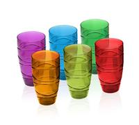 Taylor & Brown Set of 6 Plastic Tumblers 550ml Acrylic Tumbler Glasses with Swirl Design, Stackable Re-usable Plastic Glasses for Garden, Picnics, Camping, BBQs, Parties (6 Pack - Coloured)